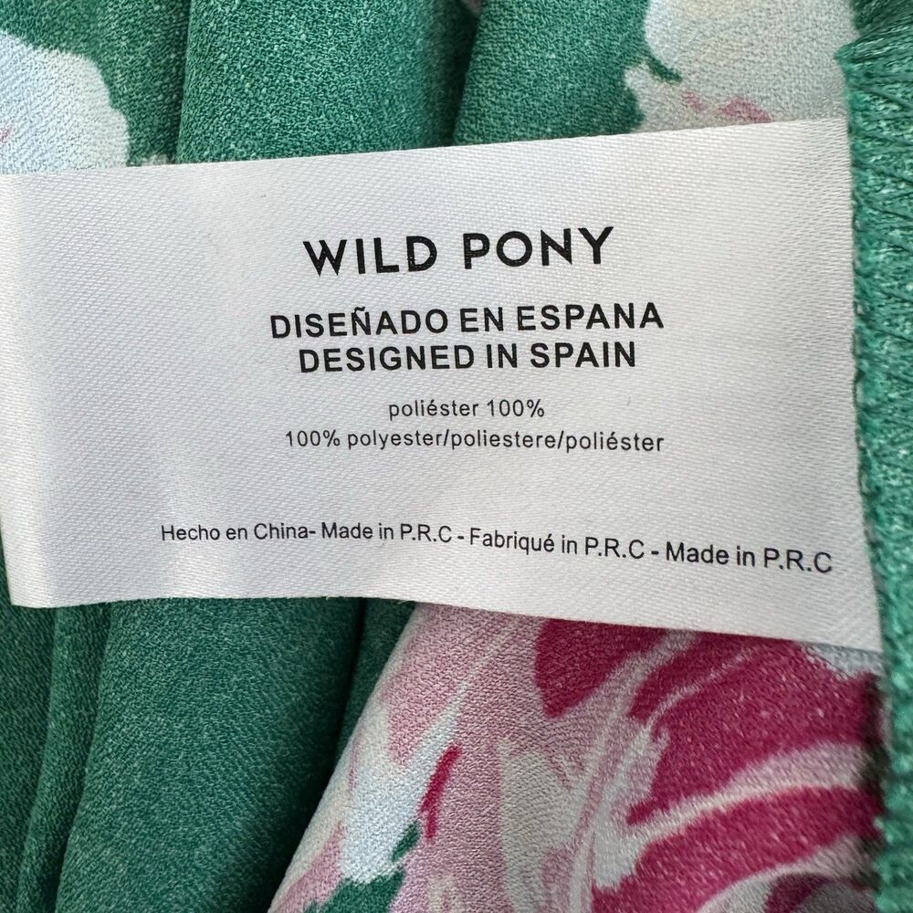 Wild Pony Green Floral One-Shoulder, Lightweight Maxi Dress Size M - Picture 7 of 8